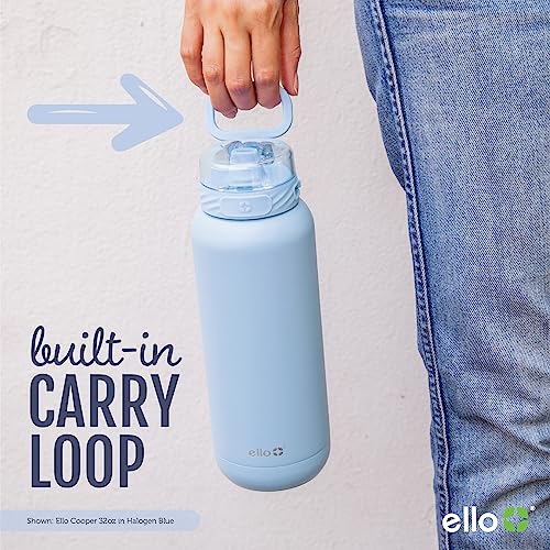 Ello Cooper 18oz Kids Stainless Steel Water Bottle with Straw and Carry Handle, Double Walled and Vacuum Insulated Metal, Leak Proof Locking Lid with Soft Silicone Spout, Reusable, BPA Free, Yucca - color: Yucca, size: 18 Ounces