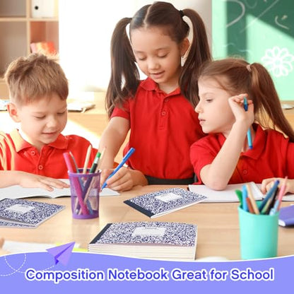Fainne 30 Pack Composition Notebooks Half Size 4-7/8 x 7-1/2 Inches Wide Ruled Half Page Composition Notebook for Journal School Classroom Supplies 40 Sheet(Blue,Snowflake Style) - color: Blue, style: Snowflake Style