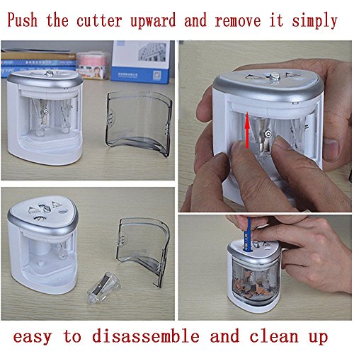 Pencil Sharpener Battery Operated Electric Pencil Sharpener Silver Pencils Sharpener Automatic Pencil Cutter for Kids Adults Artists Office Pencil Sharpeners (Batteries not included) - color: Silver