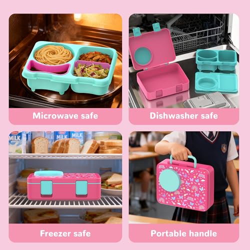 Kids Lunch Box with Thermo, Leakproof Bento Box for Kids with 8OZ Insulated Food Jar, Ice Pack, Sauce Cup, Utensils, Removable Tray & Dividers for School Daycare Travel (Rainbow butterflies) - color: Rainbow butterflies