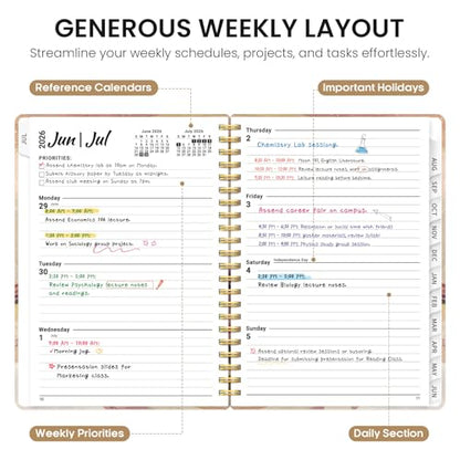 Planner 2026-2027, Academic Year Monthly and Weekly Calendar Planner, Jul 2026 - Jun 2027, Hardcover Teacher Student Planning Agenda book with Tabs, Perfect for School Office Supplies, 6.3" x 8.5" - Landscape - color: C-Landscape, size: (6.3"x8.5")a5