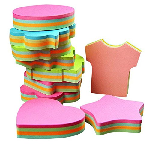 Funny live 6 Pads Creative Sticky Notes 3x3 Self-Stick Notes for Home, Office,100 Sheets/Pad, 'Butterflie', 'Clothe', 'Heart', 'Leaves', 'Apple', 'Strawberry', 'Bear', 'Plum Flower',etc. Shapes Random