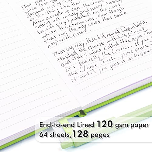 feela 12 Pack Notebooks Journals Bulk, Hardcover Notebook Classic Ruled Lined Journals with Pen Holder for Women Girls School Business Supplies, with 12 Black Pens, 120 GSM, 5.1”x8.3”, A5, Green - color: 12 Green