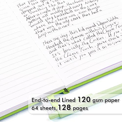 feela 12 Pack Notebooks Journals Bulk, Hardcover Notebook Classic Ruled Lined Journals with Pen Holder for Women Girls School Business Supplies, with 12 Black Pens, 120 GSM, 5.1”x8.3”, A5, Green - color: 12 Green