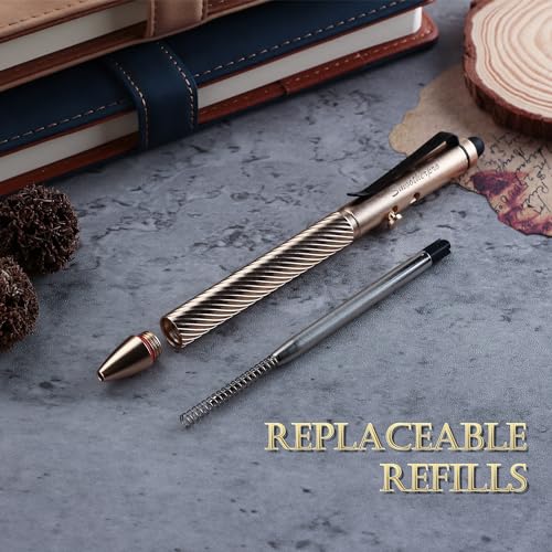 SMOOTHERPRO Gold Bolt Action Stylus Pen, Compatible with Parker Refill | Ballpoint Stylus Pen for Touchscreens Compatible with Parker and Fisher Space Spr4 Refills for Office Writing and EDC. - color: Gold