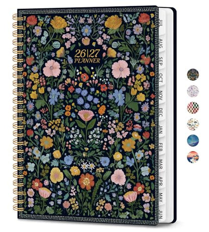 Planner 2026-2027, Academic Planner Weekly and Monthly, Jul 2026 - Jun 2027, Spiral Bound School Planning Tool with Tabs and Pocket, Perfect for Students & Teacher, 6.3" x 8.5", Garden of Whimsy - color: A-Garden of Whimsy, size: 6.3"x8.5" (A5)
