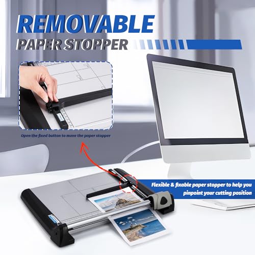 Rotary Paper Trimmer, 15 Sheets Heavy Duty Paper Trimmer, 360mm(14.17") Cutting Length, Commercial Grade Rotary Paper Cutter for Home/Office/School, Black & Silver - size: 14.17"