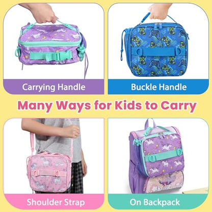 JOOPETALK Bento Lunch Box Set for Kids with 9oz Soup Thermo, Insulated Lunch Bag,Leak-proof BPA-free Lunch Food Container with 3-4 Conpartments for School Travel-Pink