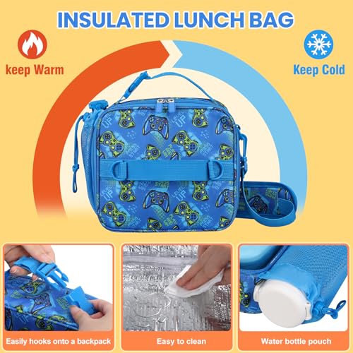 JOOPETALK Bento Lunch Box Set for Kids with 9oz Soup Thermo, Insulated Lunch Bag,Leak-proof BPA-free Lunch Food Container with 3-4 Conpartments for School Travel-Blue