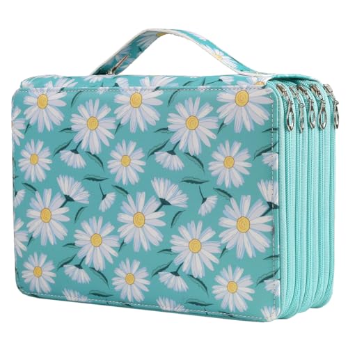 Portable Colored 250 Slots Pencil case Organizer with Printing Pattern for Watercolor Pencils, Colored Pencils - color: Daisy, size: 250