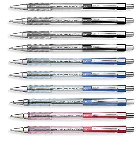 Pilot Better Retractable Ballpoint Pen, Bundle Black, Blue, Red colors Fine Point 07, 10 COUNT