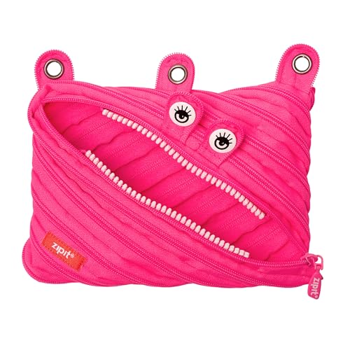 ZIPIT Monster Pencil Case for Girls, Cute 3-Ring Binder Pencil Pouch for Kids and Teens, Stationery Bag for School, Pink - color: Pink