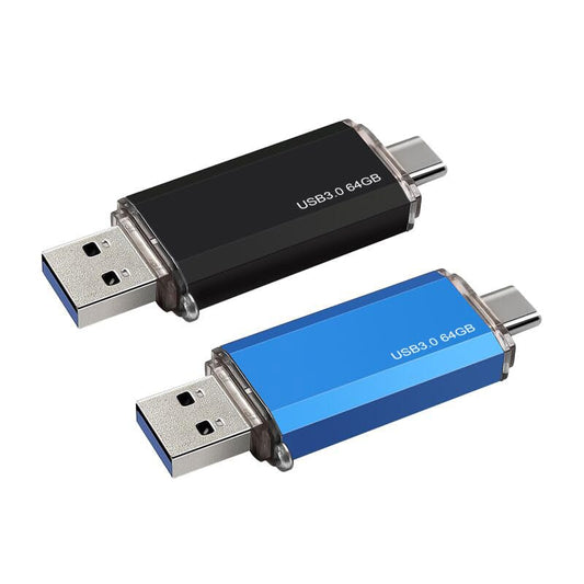 2-Pack 64GB Dual USB 3.0 Flash Drive USB C & USB A 2-in-1, Thumb Drive for Type-C Phones, PC, External Storage for Photos/Videos/Files - size: 64GB*2-U3.0