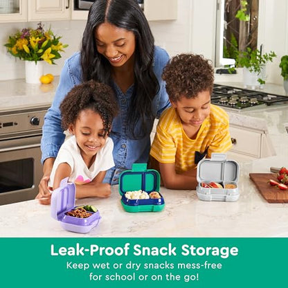 Bentgo Kids Snack Leak-Proof 2 Compartment Bento-Style Container | For Snacks & Small Meals, Easy-Open Latch, Dishwasher Safe, BPA-Free for School, Daycare, & Sports, Ages 3+ (Green/Navy) - color: Green/Navy