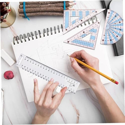 8 Piece Geometry Set, Math Tools Kit with Metal Compass, Protractor, Ruler for Students, Engineers and School Office Use