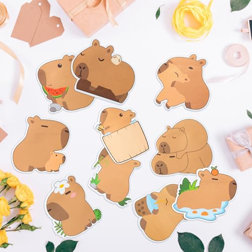 Xqumoi 30 Pack CAPY Sticky Notes - Cute Cartoon CAPY Self Sticky Notepads Writing Memo Pads Animal Page Marker for Office School Student Birthday Party Favors Goodies Bag Fillers 600 Sheets - style: Capy