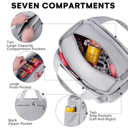 Artelaris Insulated Lunch Bag for Women,Leak-Proof Cooler Lunch Box, Cooling Tote for Adult,with 7 Pockets,Adjustable Strap(15 Liters) - color: gris
