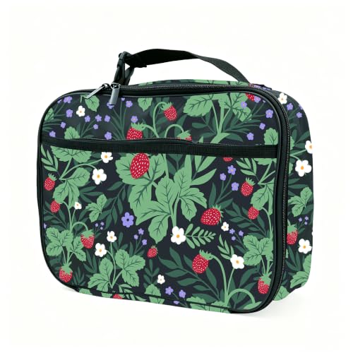 Strawberry Lunch Box Insulated Reusable Lunch Bag Tote Cooler for Women Men Boy Girl School Work Office Picnic - color: Strawberry