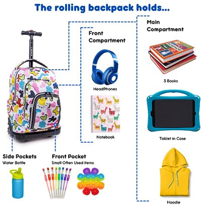 J World Lollipop Kids Rolling Backpack & Lunch Bag Set for Elementary School. Carry-On Suitcase with Wheels, Kiddo - color: Kiddo