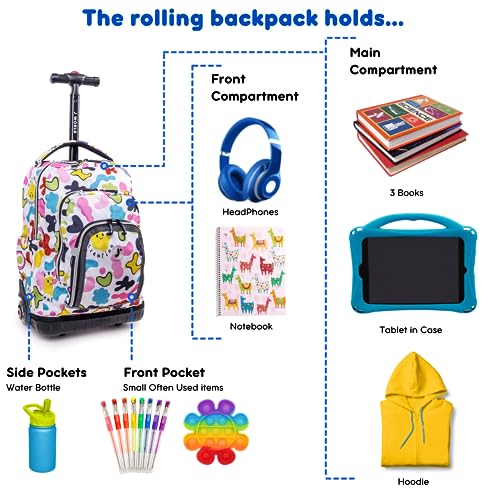 J World Lollipop Kids Rolling Backpack & Lunch Bag Set for Elementary School. Carry-On Suitcase with Wheels, Kiddo - color: Kiddo
