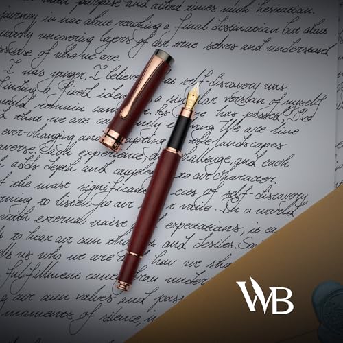Wordsworth & Black Fountain Pen Gift Set, Includes Ink Bottle, 6 Cartridges, Refill Converter, 4 Replacement Nibs, Luxury Bamboo, Journaling, Calligraphy, Smooth Writing Pens [Violet Wood] - color: Violet Wood