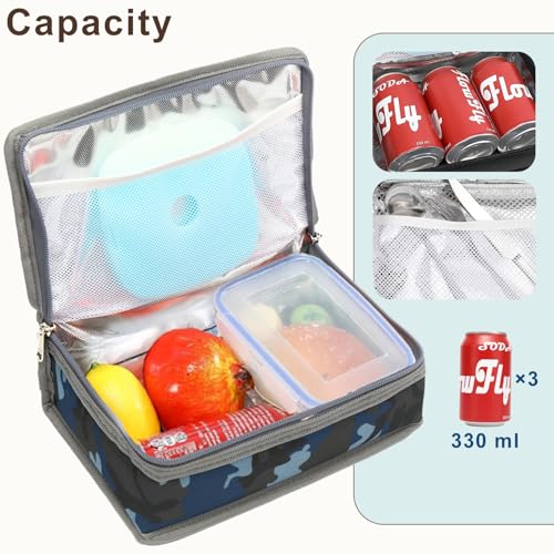 FlowFly Small Insulated Lunch box Portable Soft Bag Mini Cooler Thermal Meal Tote Kit with Handle for Work & School, Camo - color: Camo#143