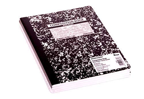 Mintra Office Composition Books - Sturdy Flexible Cover (4 Pack, Black Marble Comp - Wide Ruled) - color: Black Marble Comp - Wide Ruled, size: 4 Pack