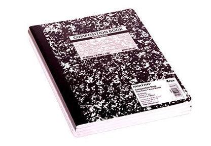 Mintra Office Composition Books - Sturdy Flexible Cover (4 Pack, Black Marble Comp - Wide Ruled) - color: Black Marble Comp - Wide Ruled, size: 4 Pack