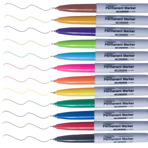 Ultra Fine Point Permanent Markers - Multicolor Pens, 12 Colors | Create bold, precise designs with 12 vibrant permanent markers featuring ultra fine tips for crisp, detailed lines - style: 12 Color Ultra Fine Point