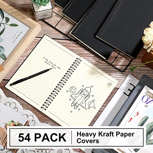 Yahenda 54 Pcs Spiral Notebook Bulk A5 Journal Lined 8.3'' x 5.5'' Writing Composition Paper Small Notepad Subject Notebook for Students Office Business Back to School Supplies (Black) - color: Black
