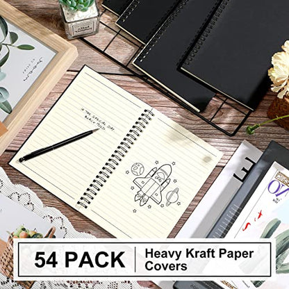 Yahenda 54 Pcs Spiral Notebook Bulk A5 Journal Lined 8.3'' x 5.5'' Writing Composition Paper Small Notepad Subject Notebook for Students Office Business Back to School Supplies (Black) - color: Black