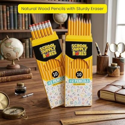 School Supply Boxes | 10 ct. Wooden Pencil Pack | 1 Pack | Pre-Sharpened No. 2 Wooden Pencils | 10 Total Pencils