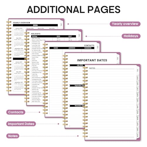 Planner 2026-2027, 6.3" x 8.5" Weekly and Monthly Academic Year Planner Calendar, July 2026 - June 2027, Hardcover Large School Planning Agenda With Tabs, Perfect for School & Office Supplies, A5, Purple - color: B-Purple, size: A5(6.3"x8.5")