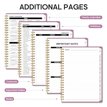 Planner 2026-2027, 6.3" x 8.5" Weekly and Monthly Academic Year Planner Calendar, July 2026 - June 2027, Hardcover Large School Planning Agenda With Tabs, Perfect for School & Office Supplies, A5, Purple - color: B-Purple, size: A5(6.3"x8.5")