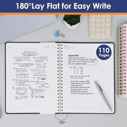 LABUK Spiral Notebook 8.5 x 11, A4 Hardcover Notebooks for Women, 55 Sheets 110 Pages Large Journal for Work, School, (Navy Blue) - color: 4-navy blue, style: A4