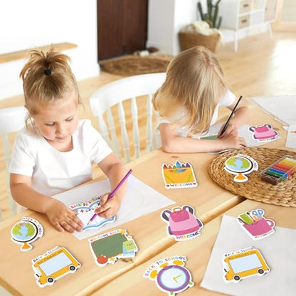 Xqumoi 30 Pack Back to School Sticky Notes - Blackboard Apple Book Globe Bus Shaped Self-Adhesive Writing Memo for Kids Teens Welcome Back Gift School Classroom Office Home Reminder Notepad Supplies - style: Back to School (Style 2)