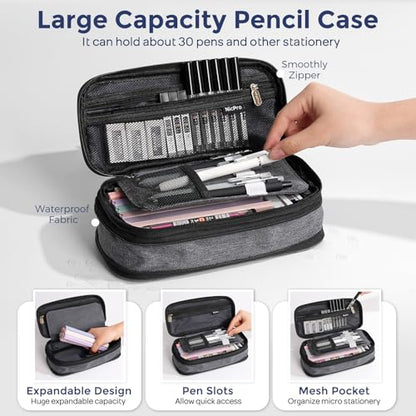 Nicpro School Supplies Stationary Set with Pencil Case, 50 PCS Black | Back to Schoo Supplies, Pen Case with 12 Highlighter, 5 Gel Pen, 6 Mechanical Pencil, Essentials for College, Nursing Student - color: Black, size: 50 PCS