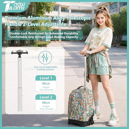 NEW TILAMI Rolling Backpack for Boy Suitcase School Adjustable Laptop Backpack with Wheels for Girl to School Travel Camping Boys Backpack Cute Cats 18 Inches | Water-Resistant Adjustable Trolley Handle Padded Back Panel Multiple Compartments Daily School