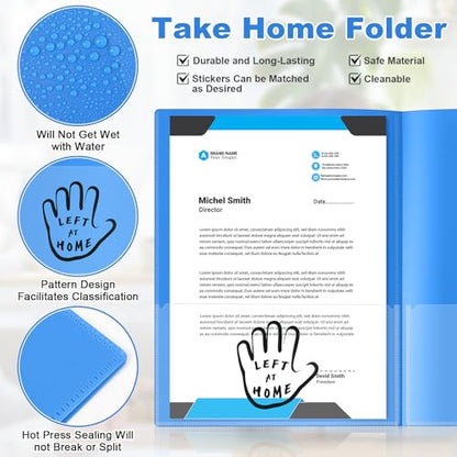 Henoyso 24 Pcs School to Home Folder with Pocket Plastic Heavy Duty Clipboard Folder with Clear Front Pocket Homework Take Home Folders for School Students Parent Teacher Communication(Blue) - color: Blue
