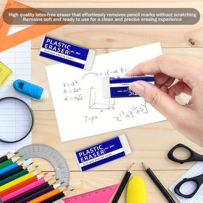25 Pack Pencil Erasers, Small Plastic Vinyl Erasers for School Office