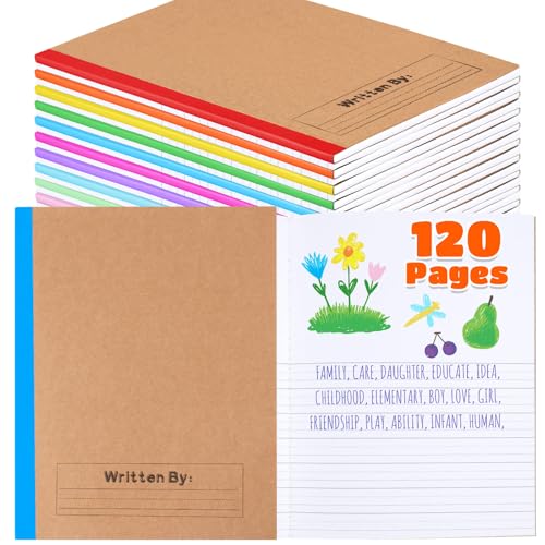 Henoyso 10 Pcs 120 Pages Primary Composition Notebooks K-2, Primary Journal Grades K-2, Writing Journal Practice Notebook for Kids in Preschool, Kindergarten, Back to School Supplies (Stylish) - color: Stylish Color