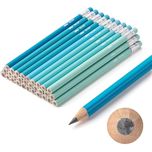 Mr. Pen- Jumbo Pencils, 30 Pack, Colorful Barrels | Smooth Black 2 HB Graphite Cores, Large Preschool Pencils, Smooth Writing Lead for Kindergarten, Kids and School Supplies - color: Blue and Teal Barrels, size: 30 pcs