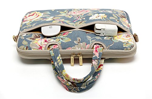 kayond Blue Water Hyacinth Patten water resistant Laptop Shoulder Messenger Bag Case Sleeve for 14 Inch 14.1 Inch Laptop,Laptop Briefcase - color: Water Hyacinth, size: 14-14.1 Inch