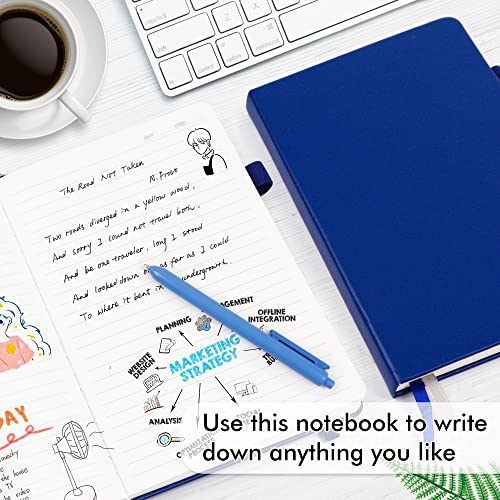 12 Pack Notebooks Journals Bulk with 12 Black Pens, Feela A5 Hardcover Notebook Classic Ruled Journal Set with Pen Holder for School Business Work Travel Writing, 120 GSM, 5.1”x8.3”, Navy - color: 12 Pack navy
