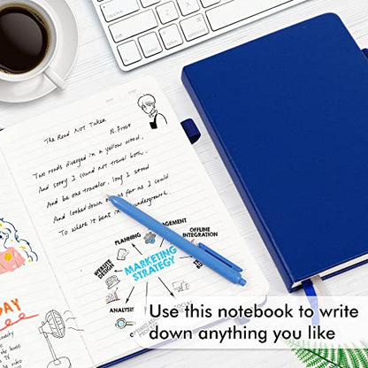 12 Pack Notebooks Journals Bulk with 12 Black Pens, Feela A5 Hardcover Notebook Classic Ruled Journal Set with Pen Holder for School Business Work Travel Writing, 120 GSM, 5.1”x8.3”, Navy - color: 12 Pack navy