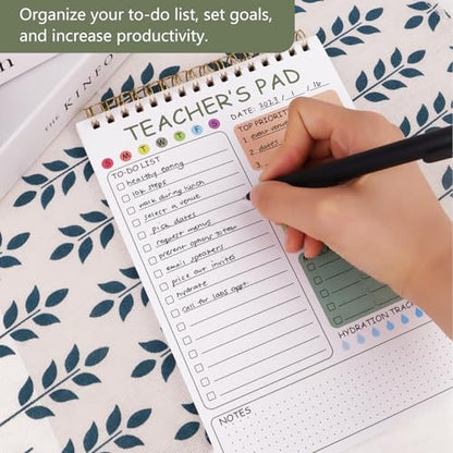 Newkita Teacher To Do List Notepad, 8.3x5.8 Inch Teacher Notepad, Spiral Checklist Notebook for Class Schedules, Daily Planner, School Tasks and Goal Setting (Green) - color: Green