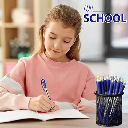 Fainne 200 Pack Retractable Ballpoint Pen 1.0 mm Medium Point Refillable Smooth Click Writing Pens With Grip for Work Journal Writing Office School Supplies(Blue Ink) - color: Blue Ink