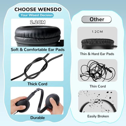 2 Pack Kids Headphones with Microphone for Classroom School, Durable Wired On-Ear Headset Class Set for Students Tablet Laptop PC & Boys Girls (HY30, 2Black)