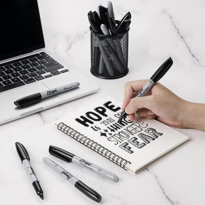 LAZGOL Permanent Markers Bulk, 32 Pack Black Permanent Marker Set, Fine Tip, Waterproof Markers, Premium Smear Proof Pens, Waterproof, Quick Drying, Office Supplies for School, Office, Home - style: Fine（Black
