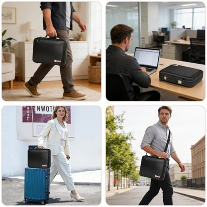 3200℉ Fireproof Briefcase 15.6in Laptop, Legal Size Organizer Filer | Includes13-pocket accordion folder,UL-94 VTM-0 Certified 6-layer,Waterproof Sealed Zippers,Dual-compartment,Bags Only